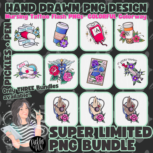 NURSING: Tattoo Flash Career Series COLORFUL PNGs [LIMITED]