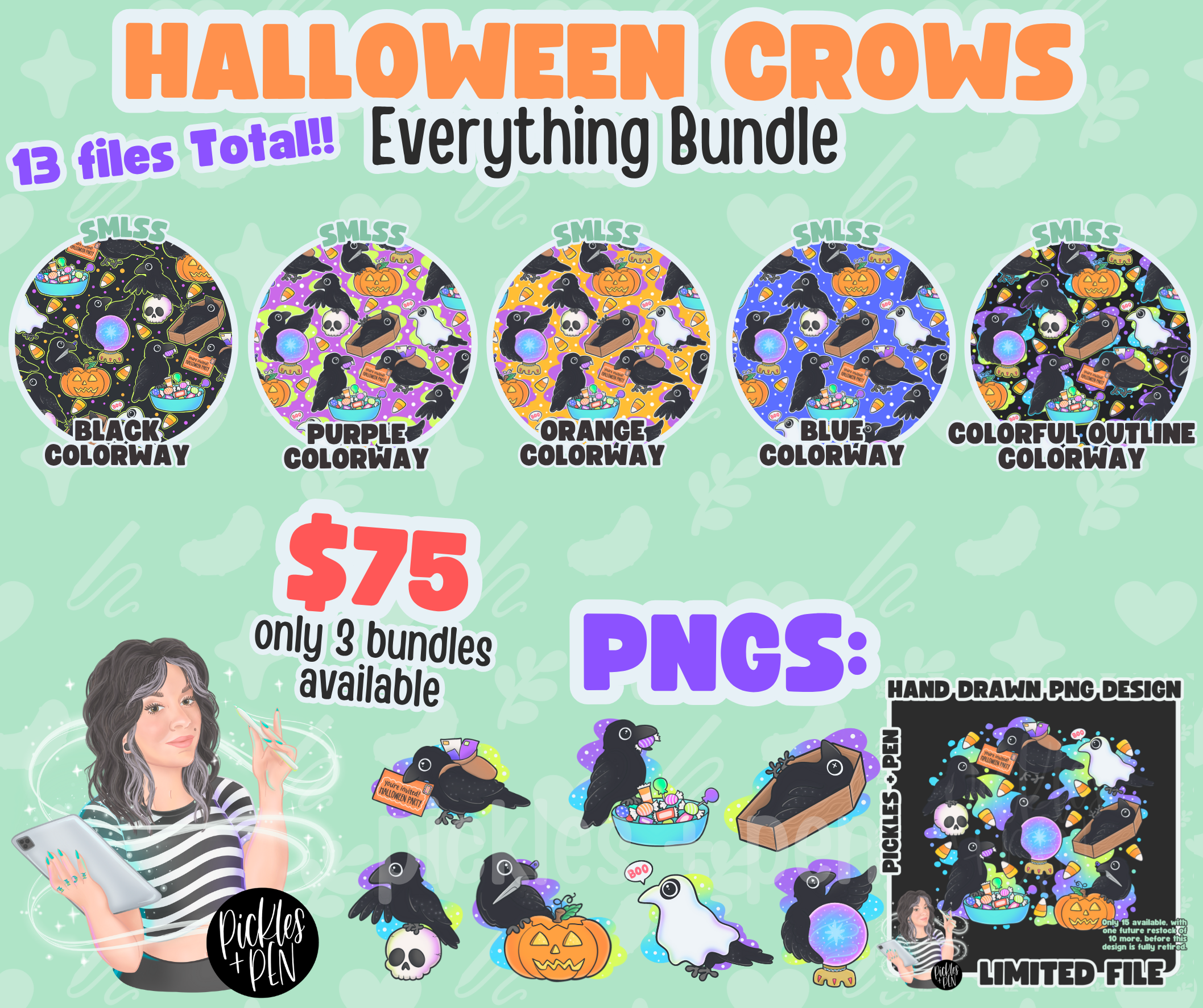 Halloween Crows EVERYTHING BUNDLE [ONLY THREE] – PicklesAndPen