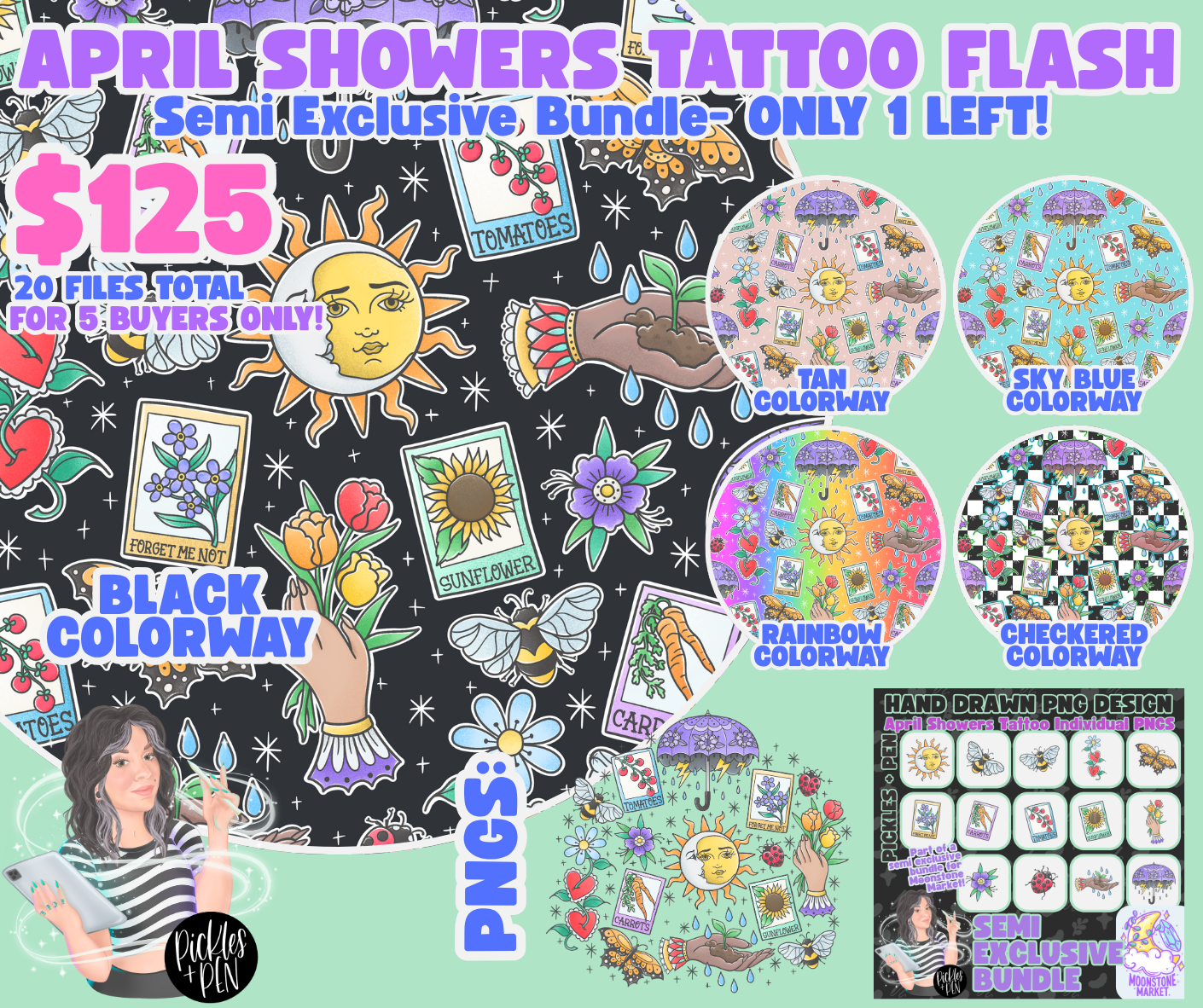 April Showers Tattoo Flash Semi Exclusive BUNDLE [ONLY 1 LEFT]