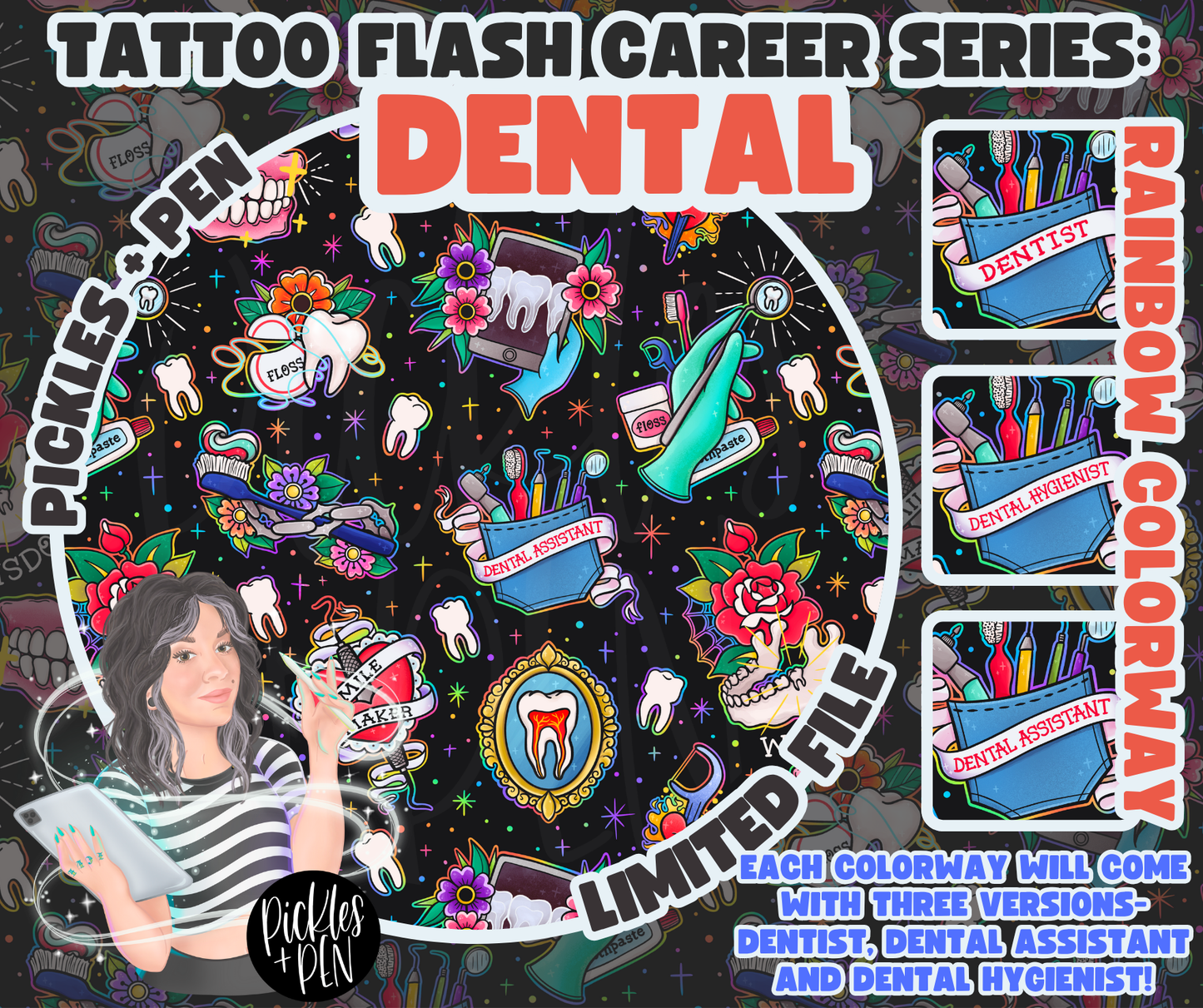 DENTAL Tattoo Flash Career Series EVERYTHING BUNDLE [ONLY THREE]