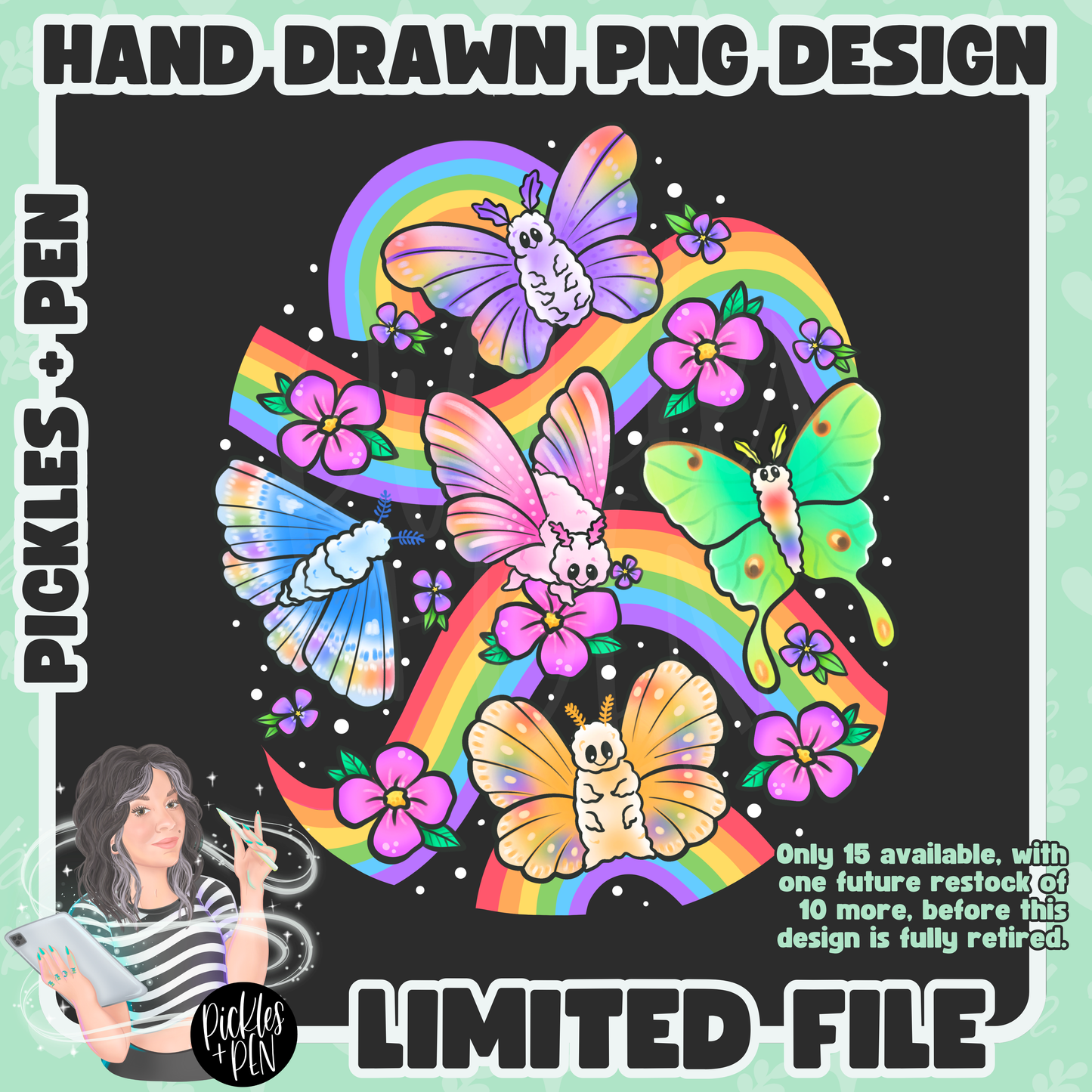 Rainbow Moths PNGs [LIMITED]