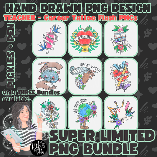 TEACHER Tattoo Flash Career Series PNGs [LIMITED]
