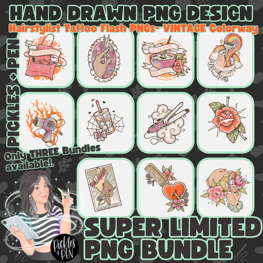 HAIRSTYLIST: Tattoo Flash Career Series VINTAGE PNGs [LIMITED]