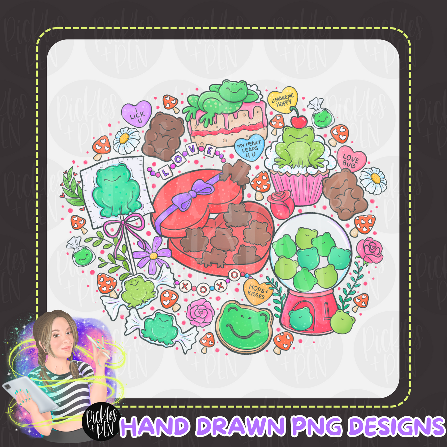 Valentine's Sweets Frogs PNGs [LIMITED]